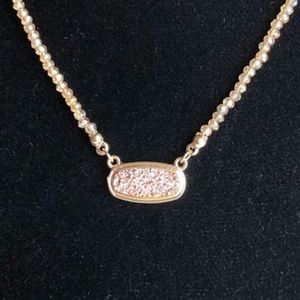Set of gold druzy necklace and earrings